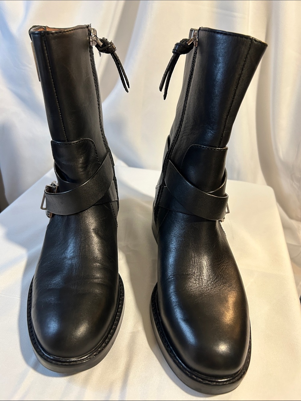 Louise et Cie women’s Black Leather Mid-Calf moto  Boots